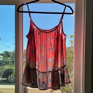 Butterfly Print Camisole in Vibrant Pink